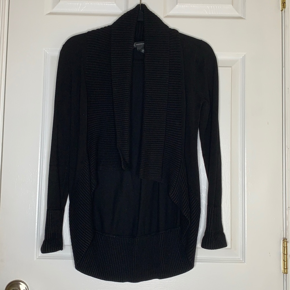 INC Black Cardigan with Ribbed Details
